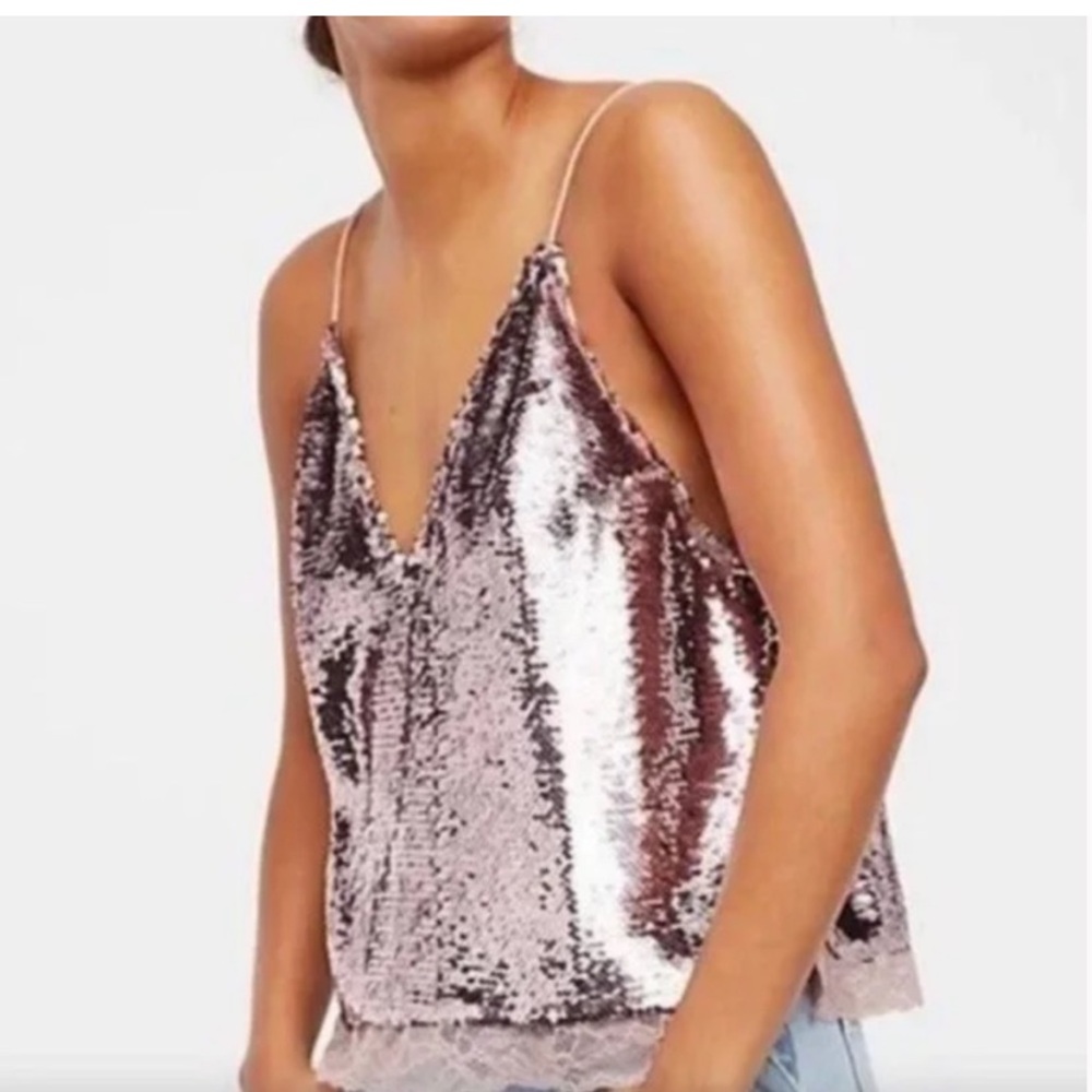 Intimately Free People Swinging Sequin tank pink Barbie